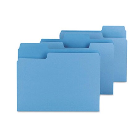 Made-To-Stick SuperTab Colored File Folders- 1/3 Cut- Letter- Blue, 100PK MA184984